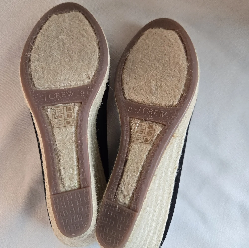 J. Crew Black Canvas Espadrille Wedges